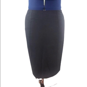 Moncollet 12 black 100% worsted‎ wool structured 
career pencil skirt